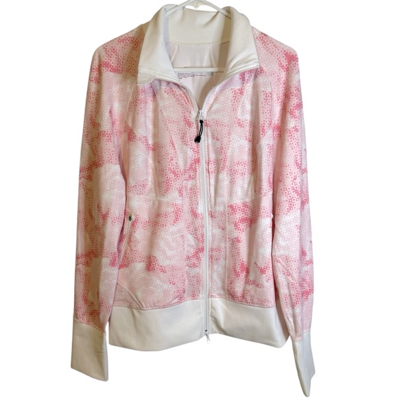 Zella Jackets & Blazers - Zella Pink and White Women's Zip-Up‎ Jacket Size XL Sporty Athletic Golf Tennis